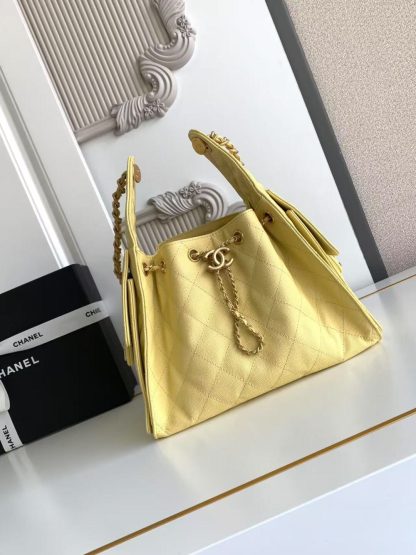 Chanel hobo underarm bag vintage coin button drawstring bucket bag