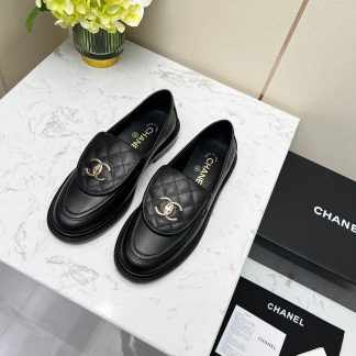 Chanel early spring black matte new temperament loafers