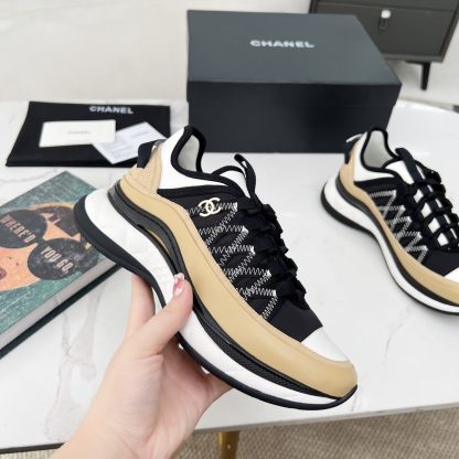 Chanel Spring and Autumn Super Durable Black Apricot Casual Shoes