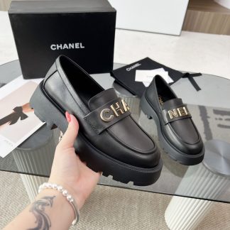Chanel Autumn and Winter Series Black New Product Small Round Head European and American Catwalk Style Loafers
