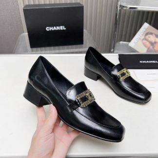 Chanel Early Spring Dance Shoes Series Small Round Toe Black Loafers Heel Height 4cm