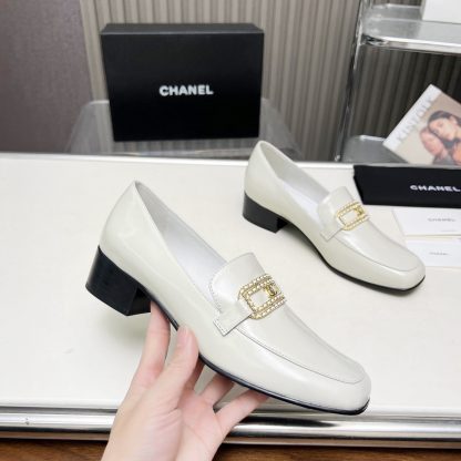 Chanel Early Spring Dance Shoes Series Small Round Toe White Loafers Heel Height 4cm