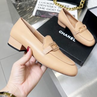 Chanel Early Spring Dance Shoes Series Small Round Head Orange Loafers Heel Height 3cm
