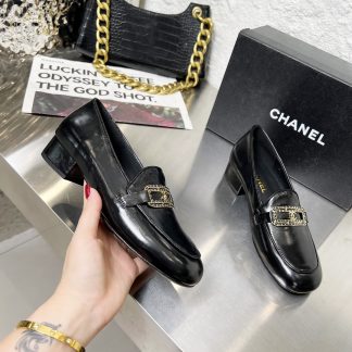 Chanel Early Spring Dance Shoes Series Small Round Toe Black Loafers Heel Height 3cm