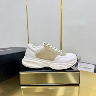 Chanel men's and women's couple's white with beige classic sports casual dad shoes