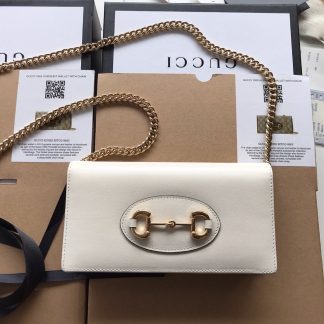 Gucci White Classic 1955 Full Leather Horsebit Bag