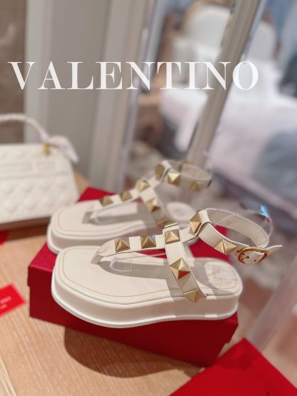VALENTINO Metallic Studded Platform Sandals