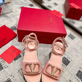 VALENTINO Braided rope wedge sandals