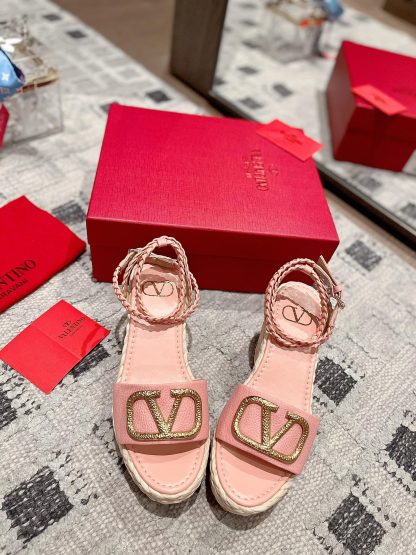 VALENTINO Braided rope wedge sandals
