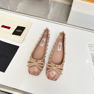 VALENTINO Simple Versatile Bow Studded Flat Casual Shoes