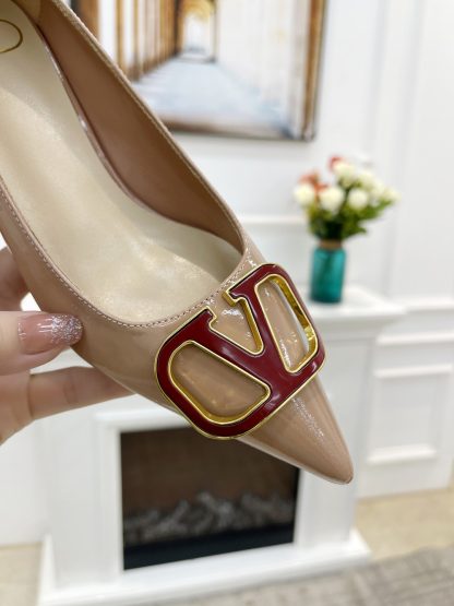 VALENTINO Bronze Buckle Patent Leather Elegant High Heels - Image 2