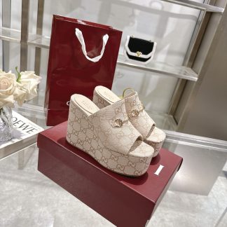 Gucci Horsebit Wedge Heel Women's Slide Sandals