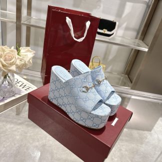 Gucci Horsebit Wedge Heel Women's Slide Sandals