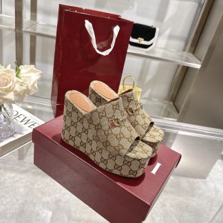 Gucci Horsebit Wedge Heel Women's Slide Sandals