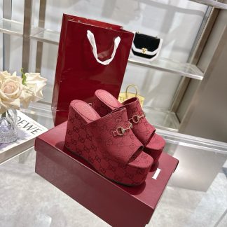 Gucci Horsebit Wedge Heel Women's Slide Sandals