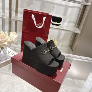 Gucci Horsebit Wedge Heel Women's Slide Sandals