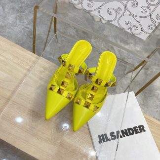 VALENTINO Gold Large Rivet Fashion High-end Sandals High Heels