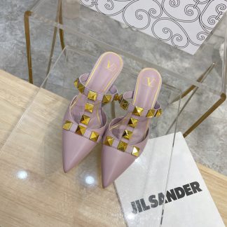 VALENTINO Gold Large Rivet Fashion High-end Sandals High Heels