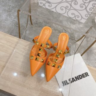 VALENTINO Gold Large Rivet Fashion High-end Sandals High Heels