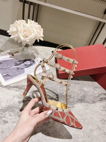 VALENTINO Gold Studded High Fashion High Heels - Image 2