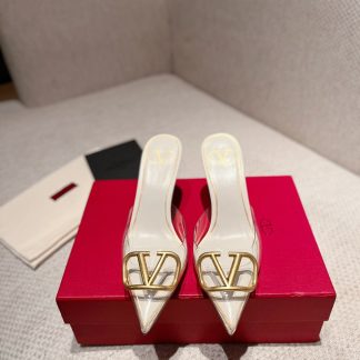 VALENTINO exquisite V buckle transparent film sandals high heels