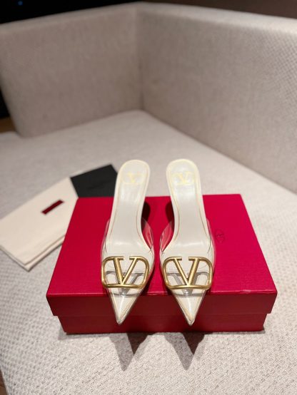 VALENTINO exquisite V buckle transparent film sandals high heels
