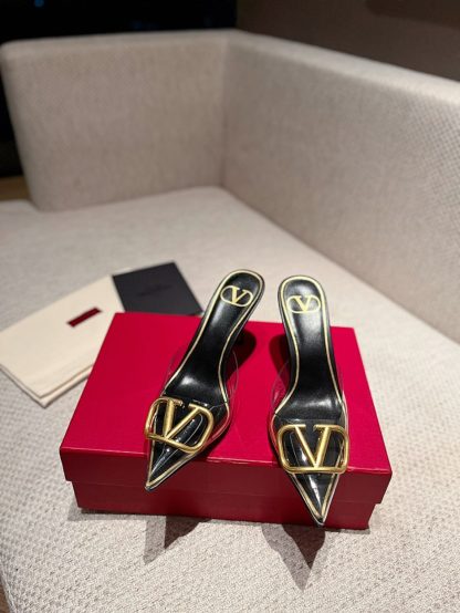 VALENTINO exquisite V buckle transparent film sandals high heels