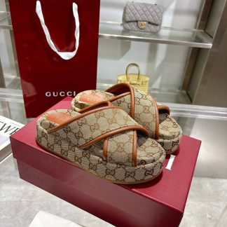 Gucci Women's New GG Cross-over Platform Sandals
