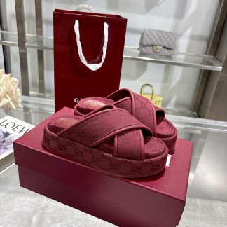 Gucci Women's New GG Cross-over Platform Sandals