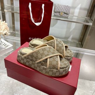 Gucci Women's New GG Cross-over Platform Sandals