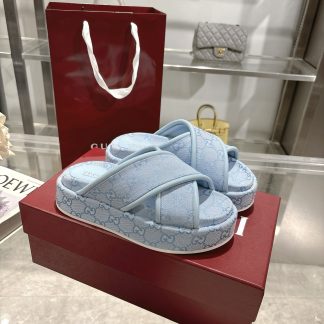 Gucci Women's New GG Cross-over Platform Sandals