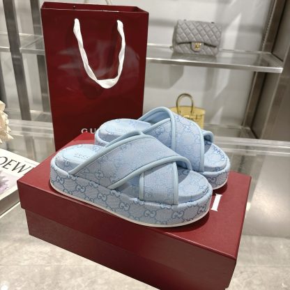 Gucci Women's New GG Cross-over Platform Sandals