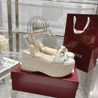 Gucci Women's Horsebit Flat Mid-Heel Platform Sandals