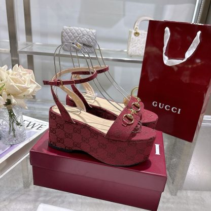 Gucci Women's Horsebit Flat Mid-Heel Platform Sandals