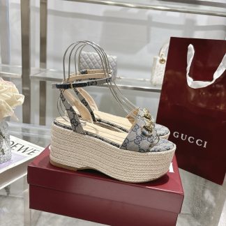 Gucci Women's Horsebit Flat Mid-Heel Platform Sandals