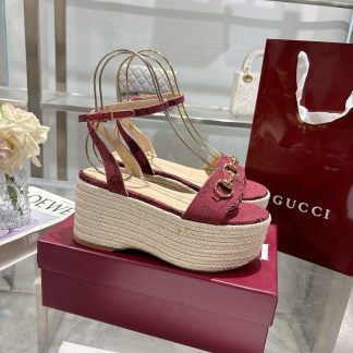 Gucci Women's Horsebit Flat Mid-Heel Platform Sandals