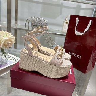 Gucci Women's Horsebit Flat Mid-Heel Platform Sandals