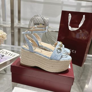 Gucci Women's Horsebit Flat Mid-Heel Platform Sandals