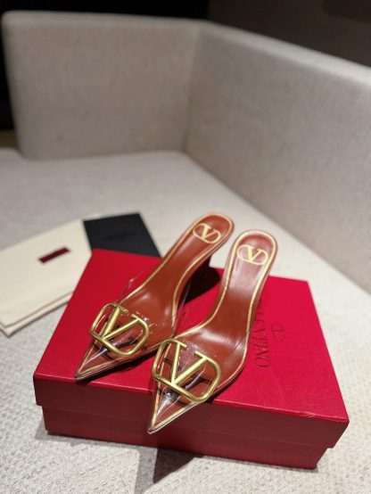 VALENTINO Fashion V Buckle Transparent Film Sandals High Heels