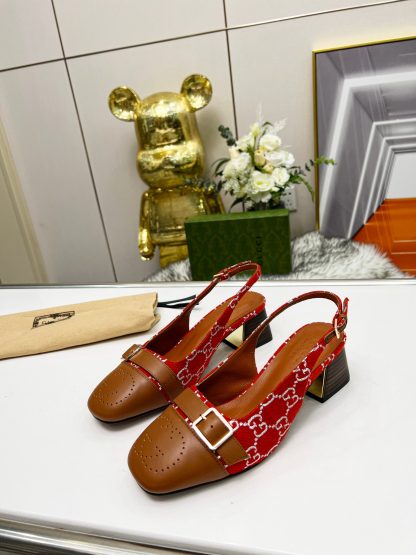 Gucci synchronized block heel slingback shoes