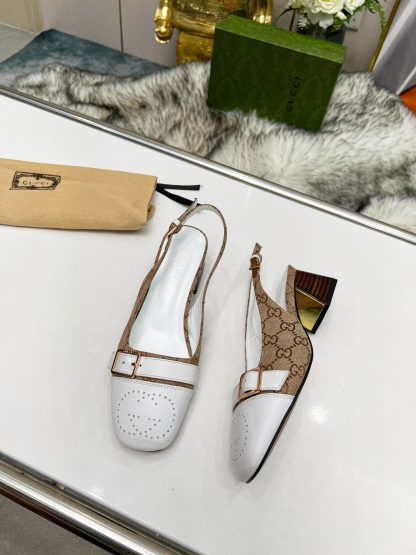 Gucci synchronized block heel slingback shoes