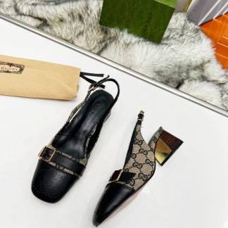 Gucci synchronized block heel slingback shoes