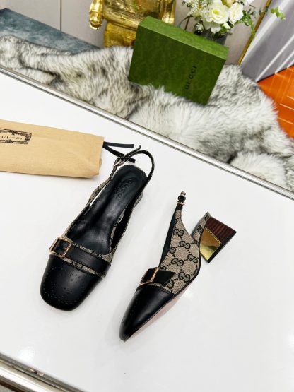 Gucci synchronized block heel slingback shoes