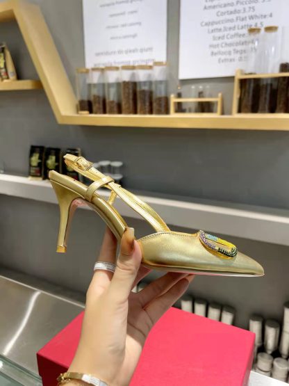 VALENTINO Diamond Big V Buckle Exquisite High Heels - Image 2