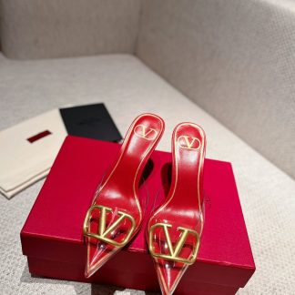 VALENTINO exquisite V buckle transparent film sandals high heels