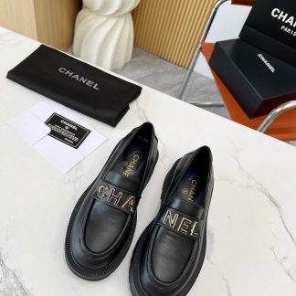 Chanel autumn and winter black lightweight and comfortable loafers thick sole 6cm