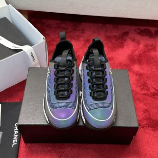 Chanel Unisex Couple Purple Mix Classic Casual Sneakers