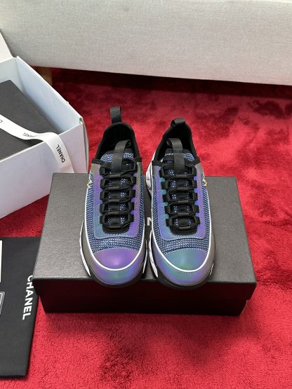Chanel Unisex Couple Purple Mix Classic Casual Sneakers