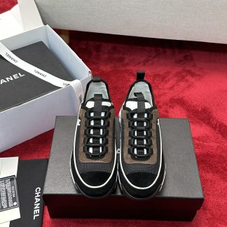 Chanel Unisex Couple Brown Mix Classic Casual Sneakers