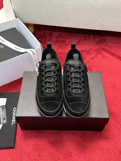 Chanel black mix and match classic casual sneakers for men and women
